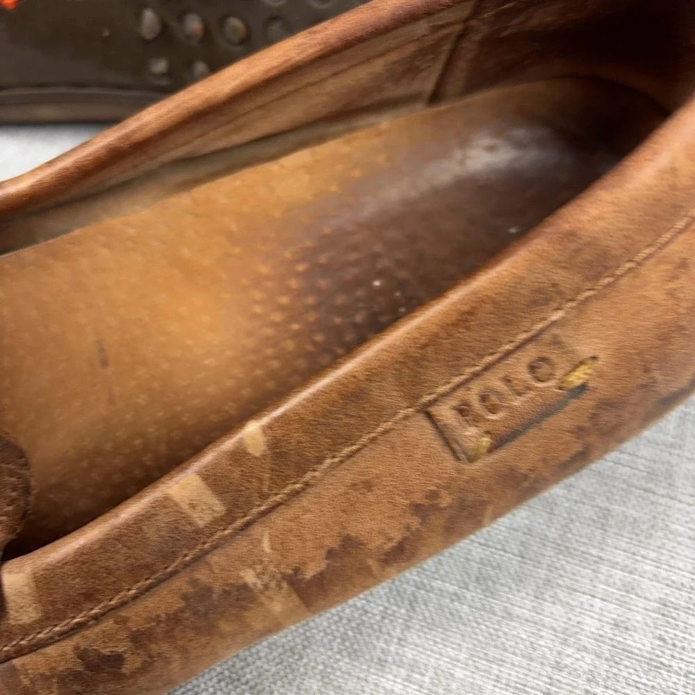 Polo Ralph Lauren Leather Loafer Woodley Shoes Mens Size 9.5 D Brown Driving